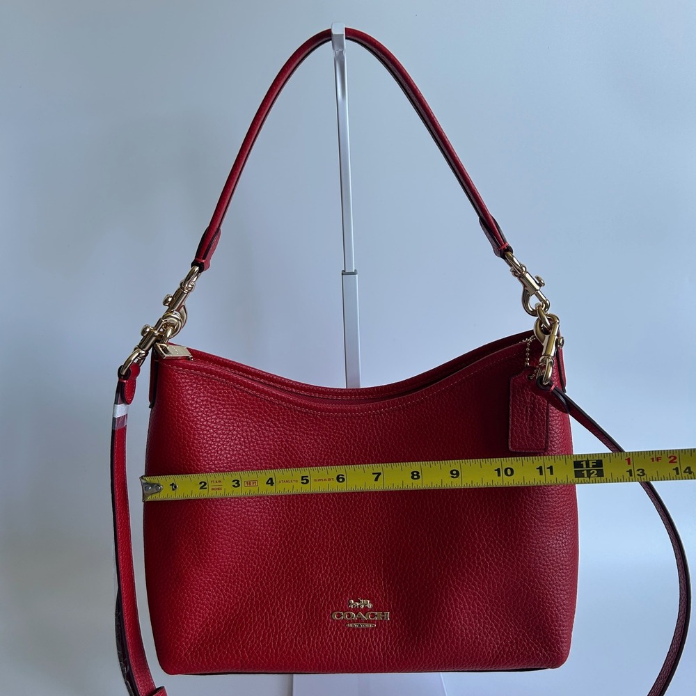 Coach Laurel Red Pebbled Leather Shoulder Bag CR148 Excellent - Picture 9 of 11
